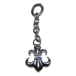 Inox Men's Polished Stainless Steel Fleur de Lis Pendant with Chain Attachment